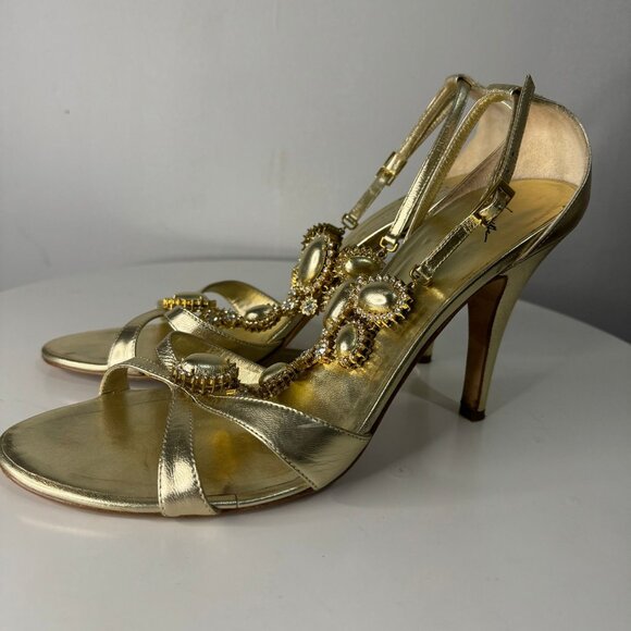 Giuseppe Zanotti Gold Strappy Pumps  Multi-Crystal  Size EU 40 (US 10) - Picture 4 of 9